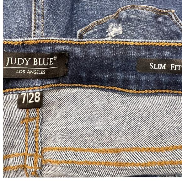 Judy Blue Slim Fit Distressed Jeans Style JB82104DK Dark Wash Size 28 - Picture 5 of 10